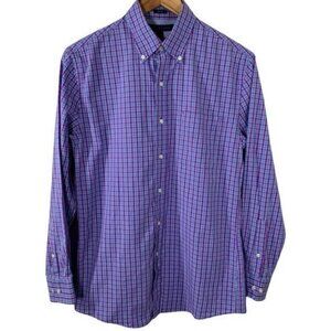Tommy Hilfiger Purple Plaid Slim Fit Button Down Shirt Size 15